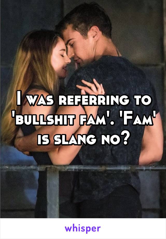 I was referring to 'bullshit fam'. 'Fam' is slang no?