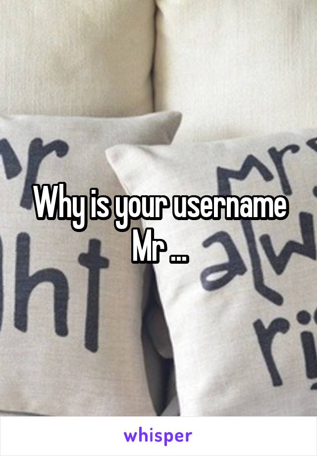 Why is your username Mr ...