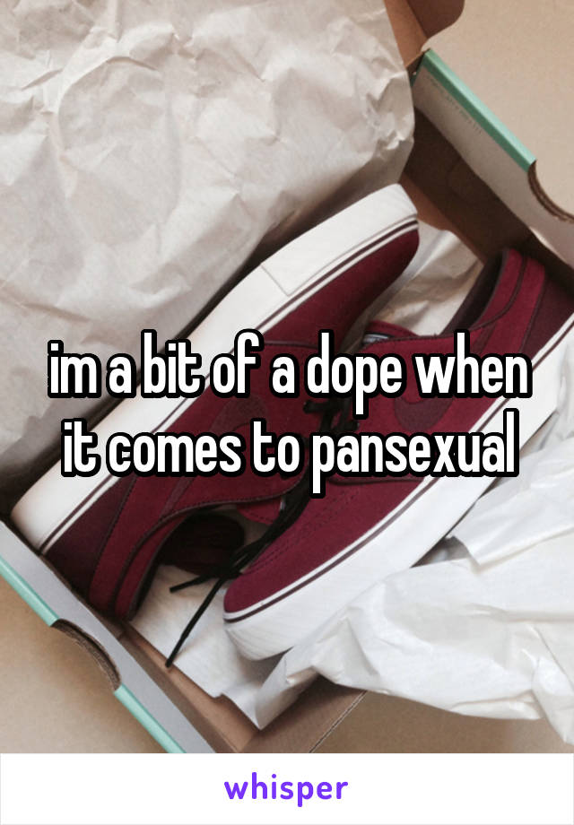 im a bit of a dope when it comes to pansexual
