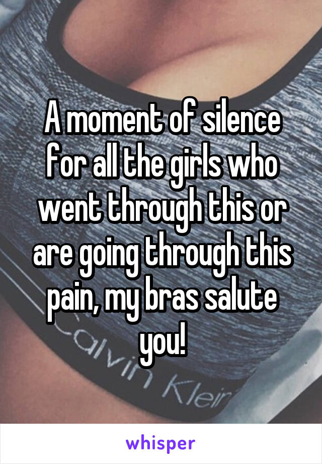 A moment of silence for all the girls who went through this or are going through this pain, my bras salute you!