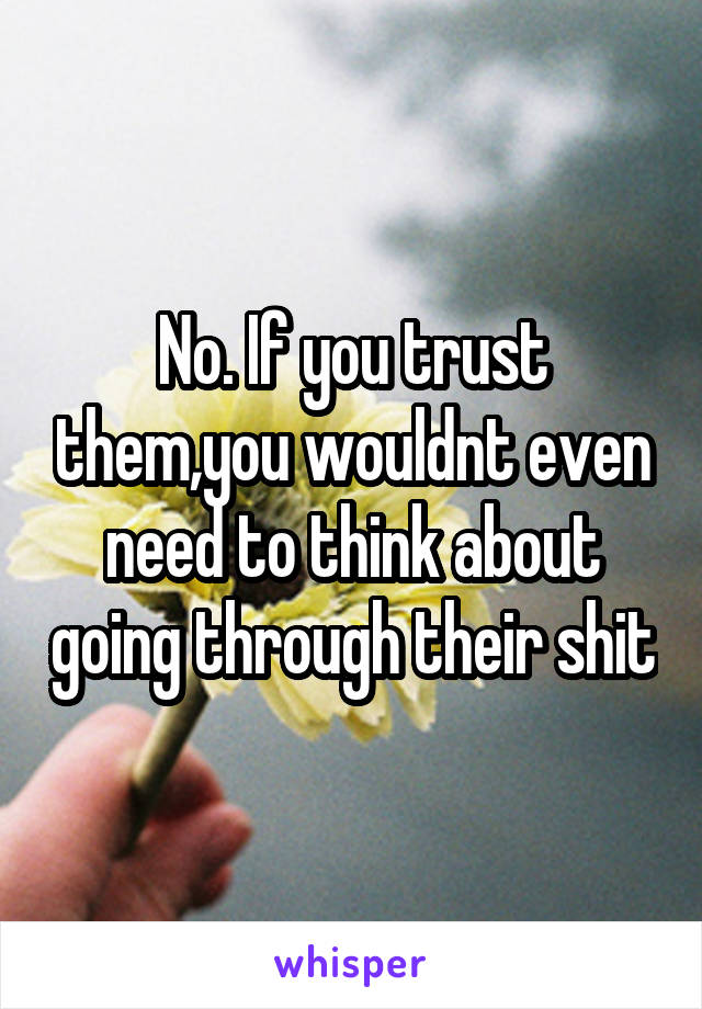 No. If you trust them,you wouldnt even need to think about going through their shit