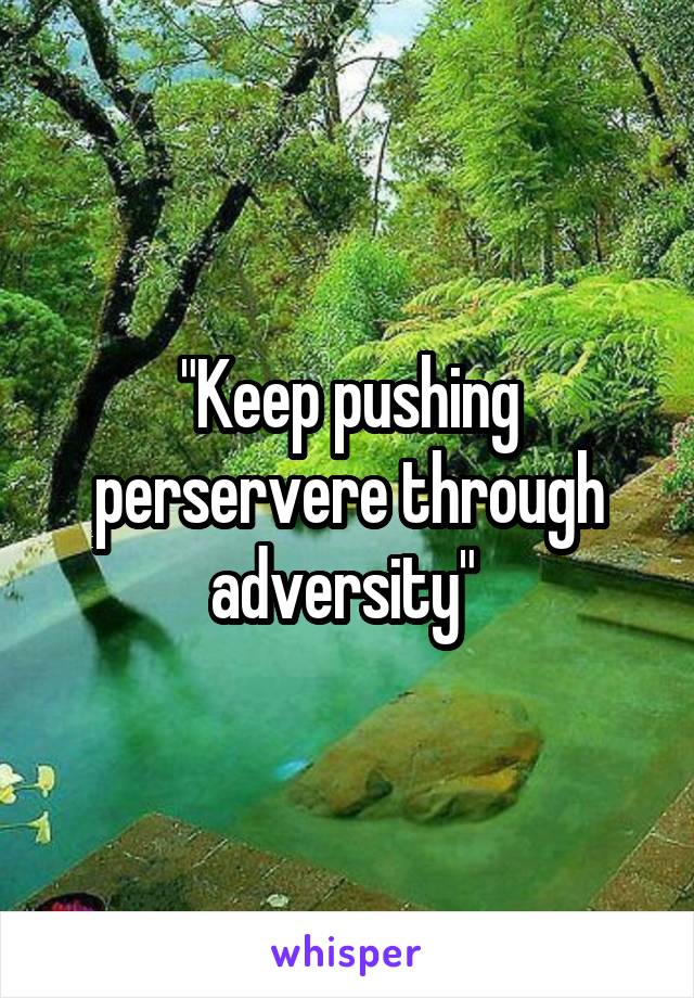"Keep pushing perservere through adversity" 