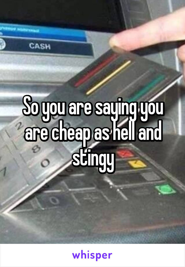 So you are saying you are cheap as hell and stingy