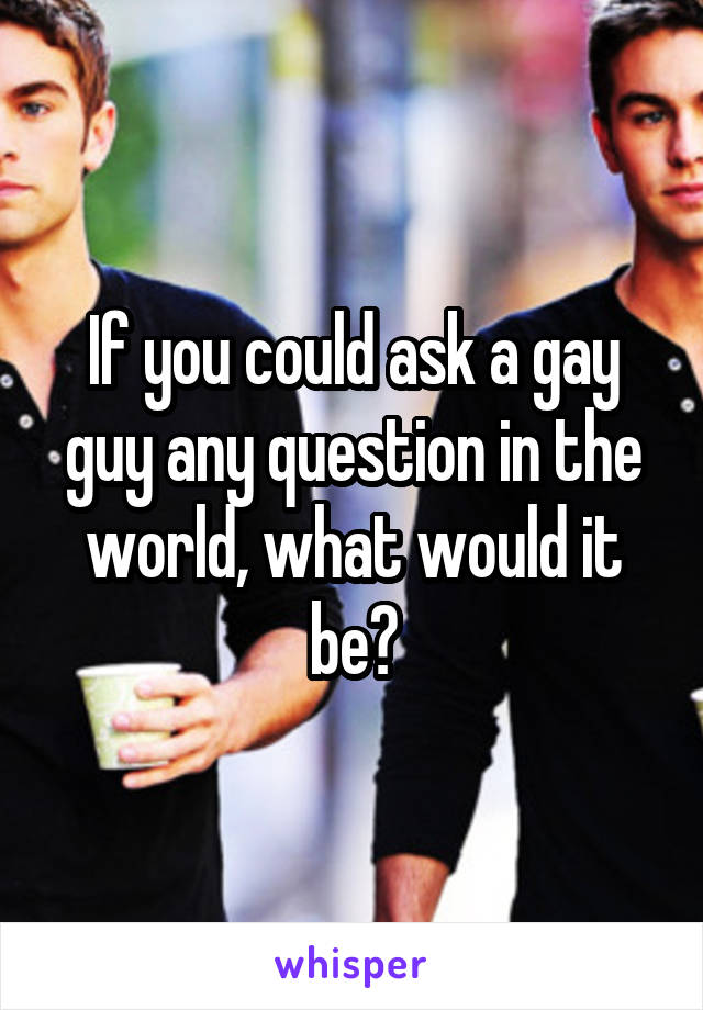 If you could ask a gay guy any question in the world, what would it be?