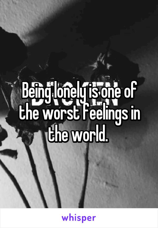 Being lonely is one of the worst feelings in the world. 