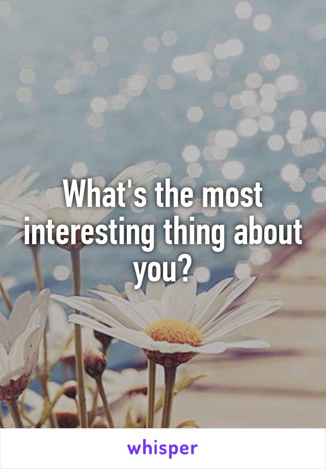 What's the most interesting thing about you?