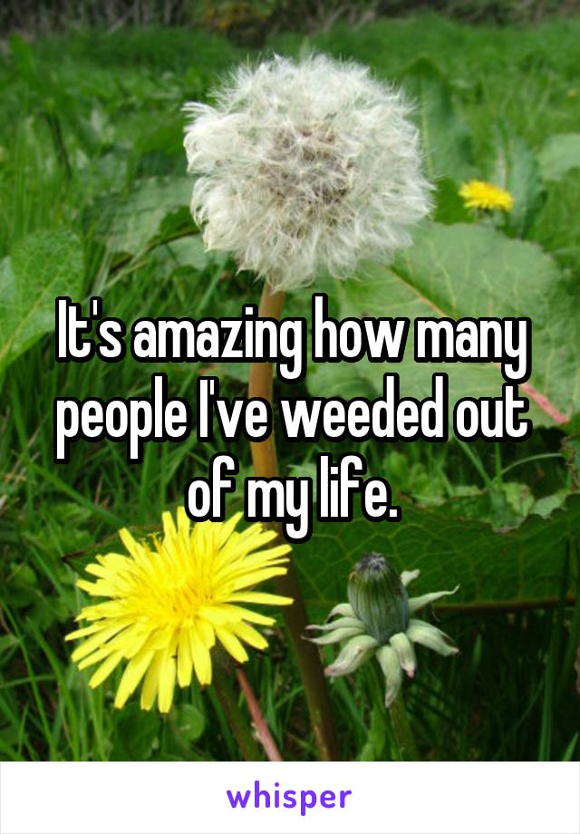 It's amazing how many people I've weeded out of my life.