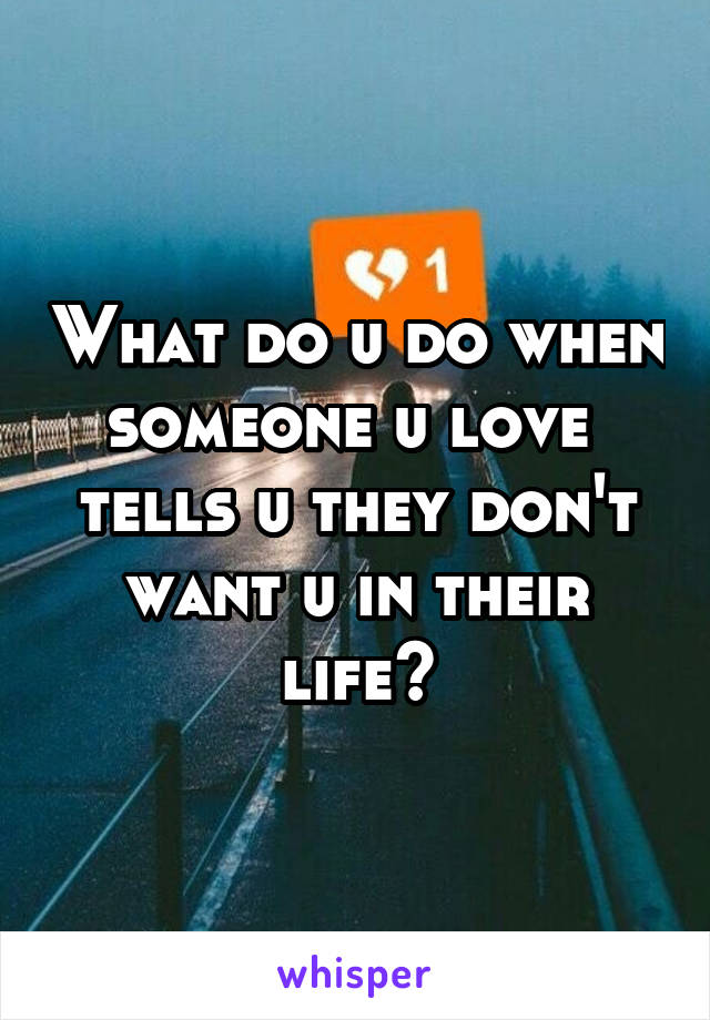 What do u do when someone u love  tells u they don't want u in their life?