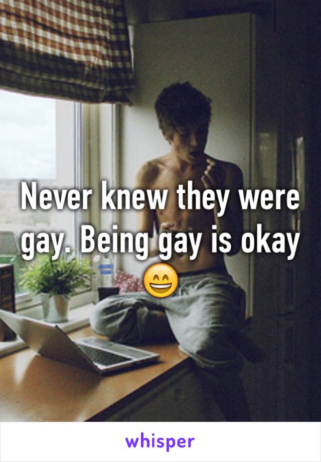 Never knew they were gay. Being gay is okay 😄