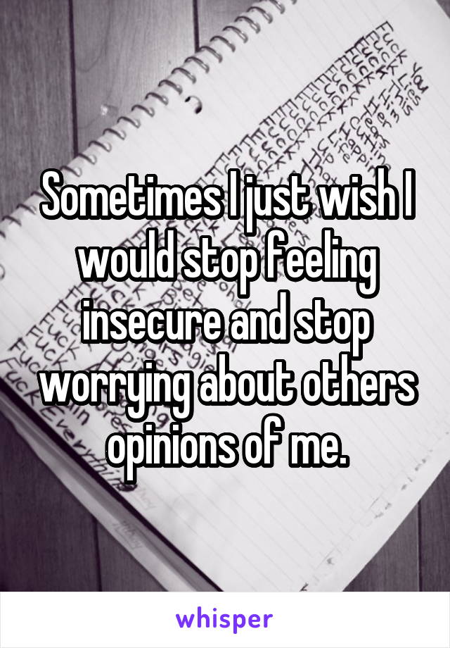 Sometimes I just wish I would stop feeling insecure and stop worrying about others opinions of me.