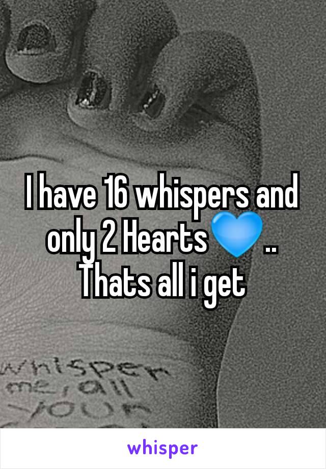 I have 16 whispers and only 2 Hearts💙.. Thats all i get