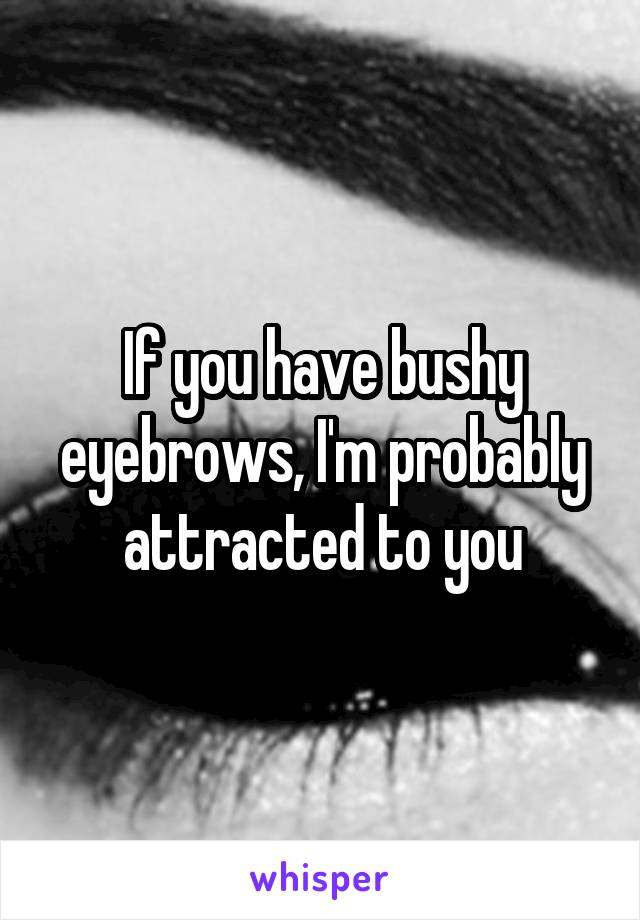 If you have bushy eyebrows, I'm probably attracted to you