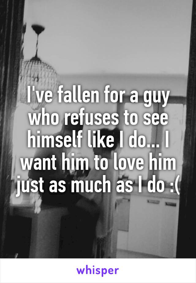 I've fallen for a guy who refuses to see himself like I do... I want him to love him just as much as I do :(