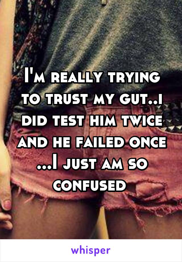 I'm really trying to trust my gut..i did test him twice and he failed once ...I just am so confused 