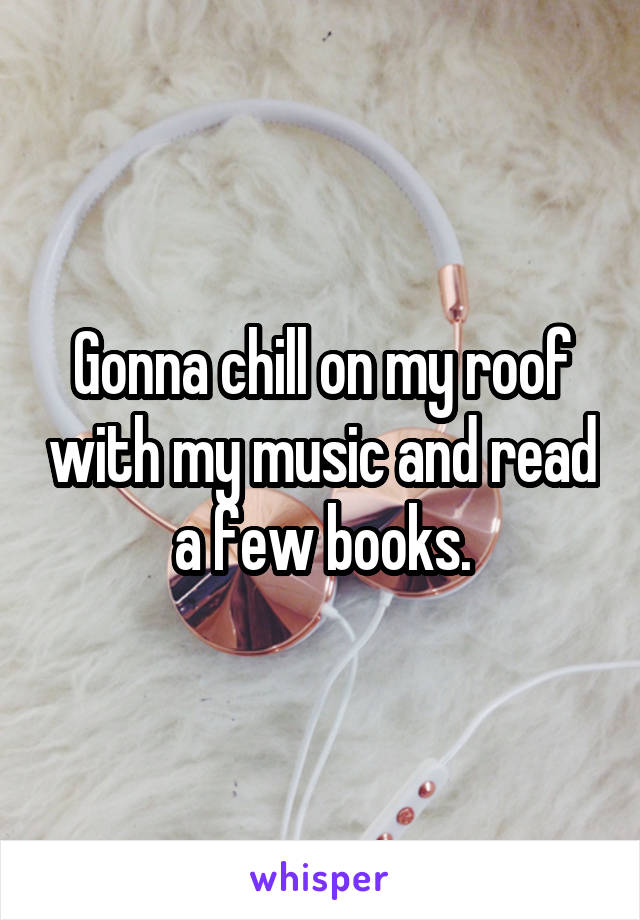 Gonna chill on my roof with my music and read a few books.