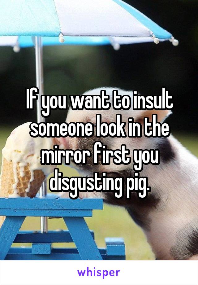 If you want to insult someone look in the mirror first you disgusting pig.