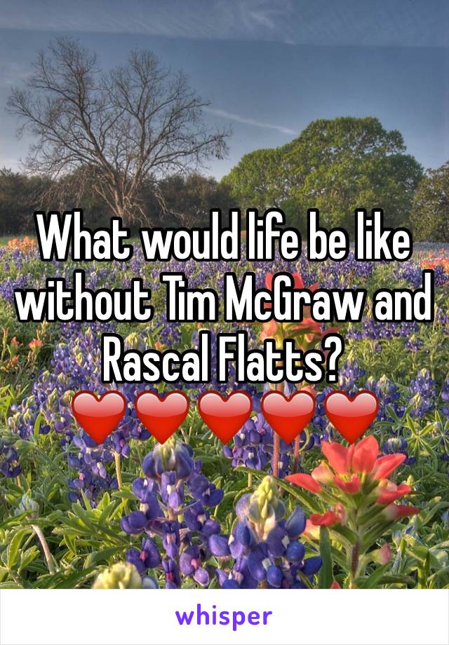 What would life be like without Tim McGraw and Rascal Flatts? ❤️❤️❤️❤️❤️