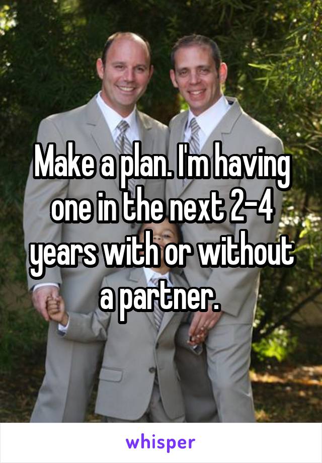 Make a plan. I'm having one in the next 2-4 years with or without a partner. 