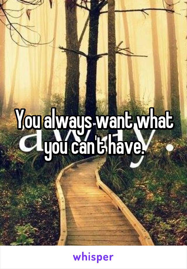 You always want what you can't have.