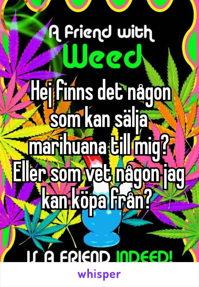  Hej finns det någon som kan sälja marihuana till mig?
Eller som vet någon jag kan köpa från? 