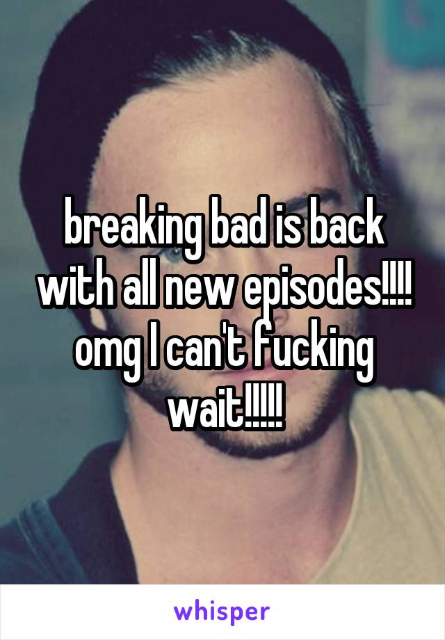 breaking bad is back with all new episodes!!!! omg I can't fucking wait!!!!!