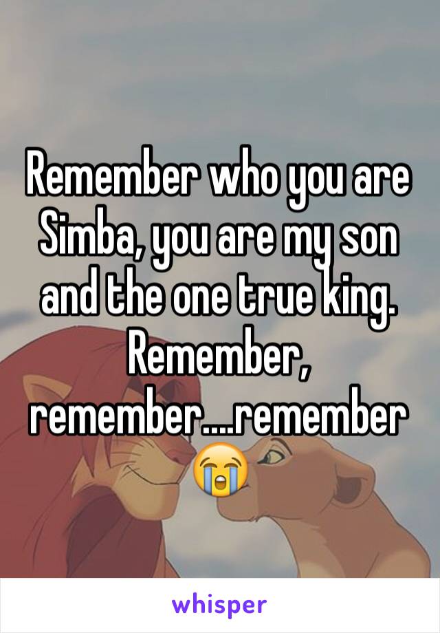 Remember who you are Simba, you are my son and the one true king. Remember, remember....remember 😭