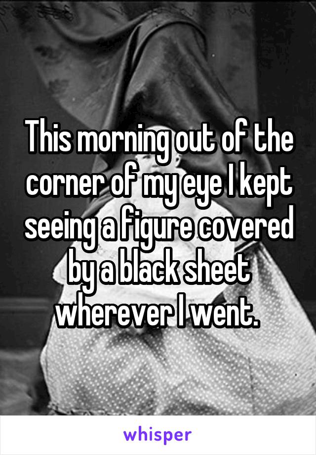 This morning out of the corner of my eye I kept seeing a figure covered by a black sheet wherever I went. 