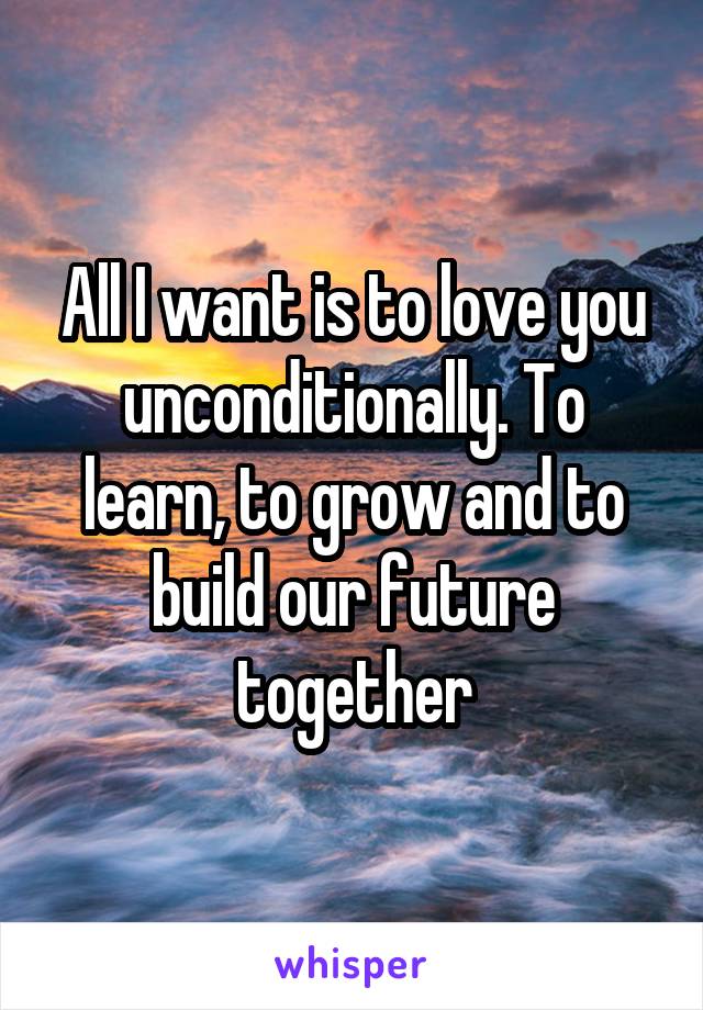 All I want is to love you unconditionally. To learn, to grow and to build our future together