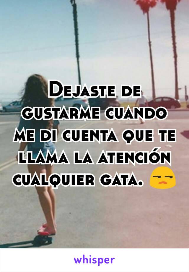 Dejaste de gustarme cuando me di cuenta que te llama la atención cualquier gata. 😒