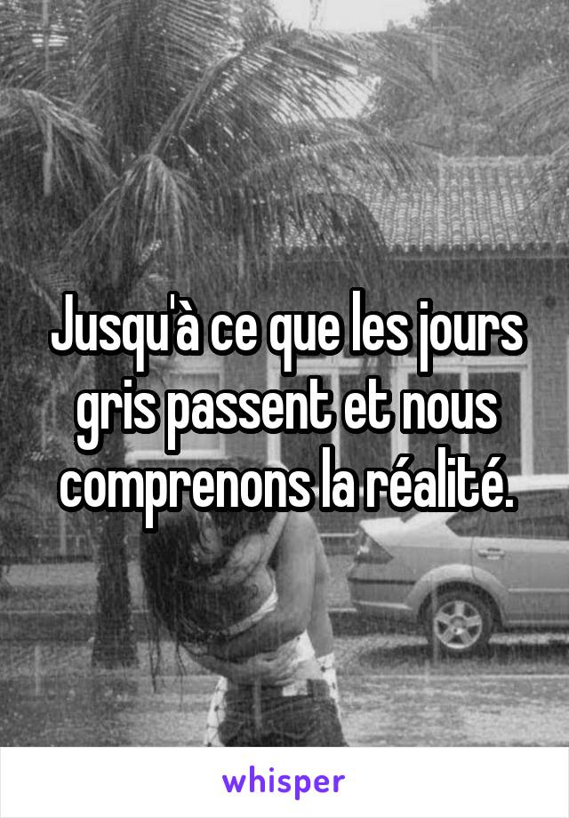 Jusqu'à ce que les jours gris passent et nous comprenons la réalité.