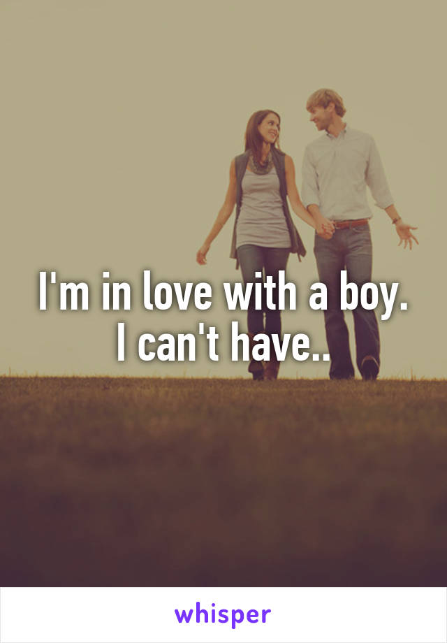 I'm in love with a boy. I can't have..