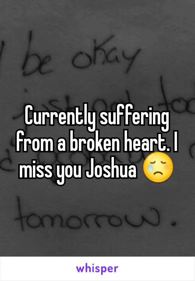 Currently suffering from a broken heart. I miss you Joshua 😢