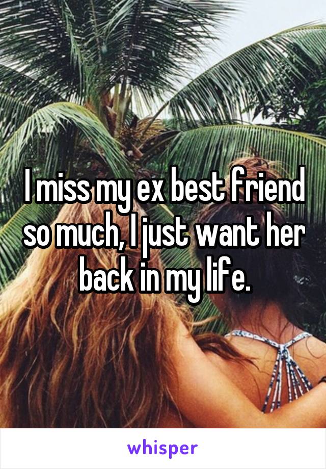 I miss my ex best friend so much, I just want her back in my life.