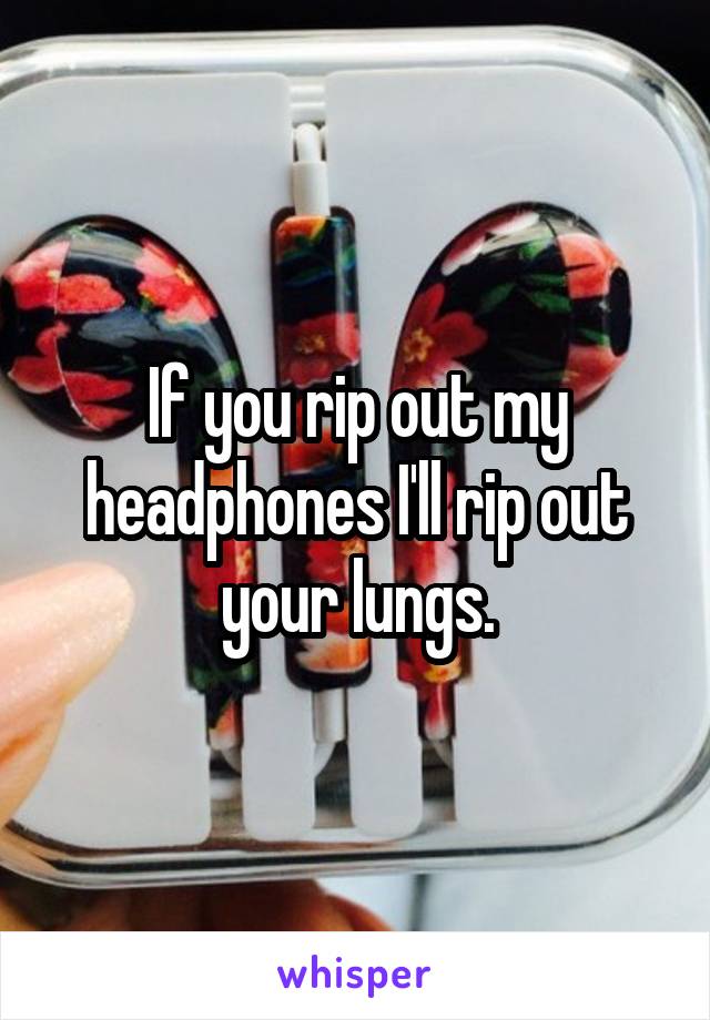 If you rip out my headphones I'll rip out your lungs.