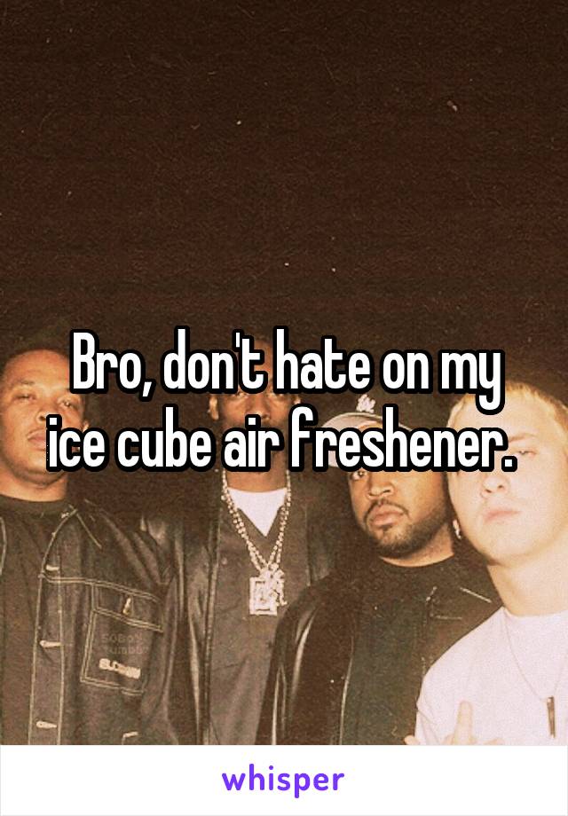 Bro, don't hate on my ice cube air freshener. 