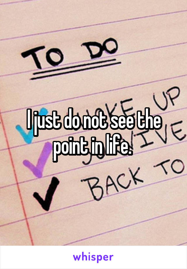 I just do not see the point in life. 