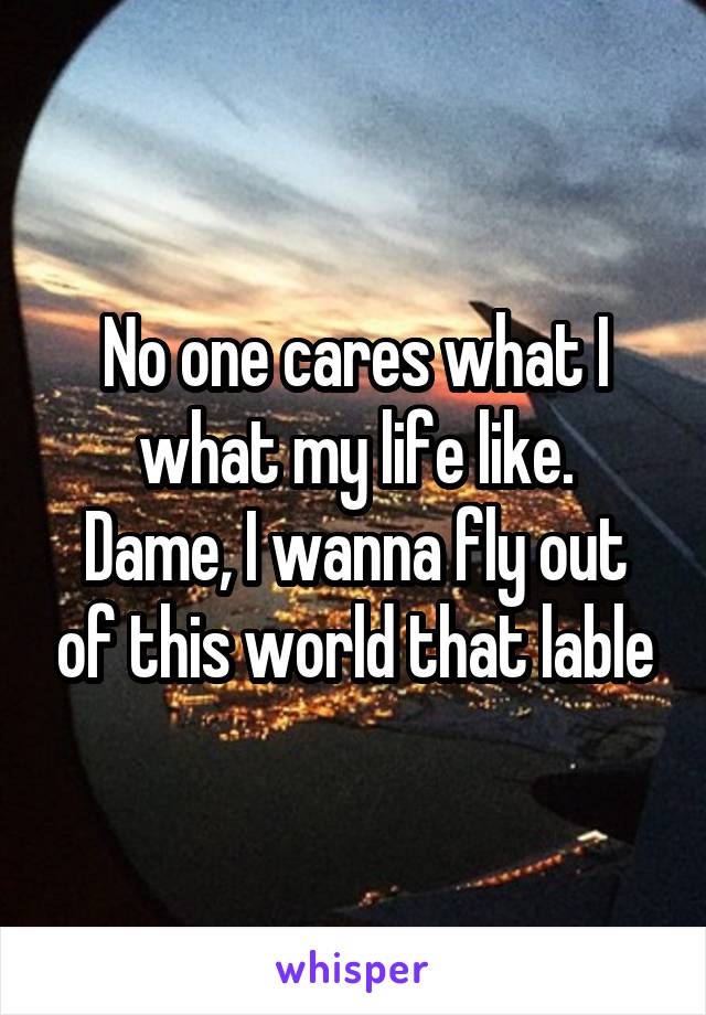 No one cares what I what my life like.
Dame, I wanna fly out of this world that lable