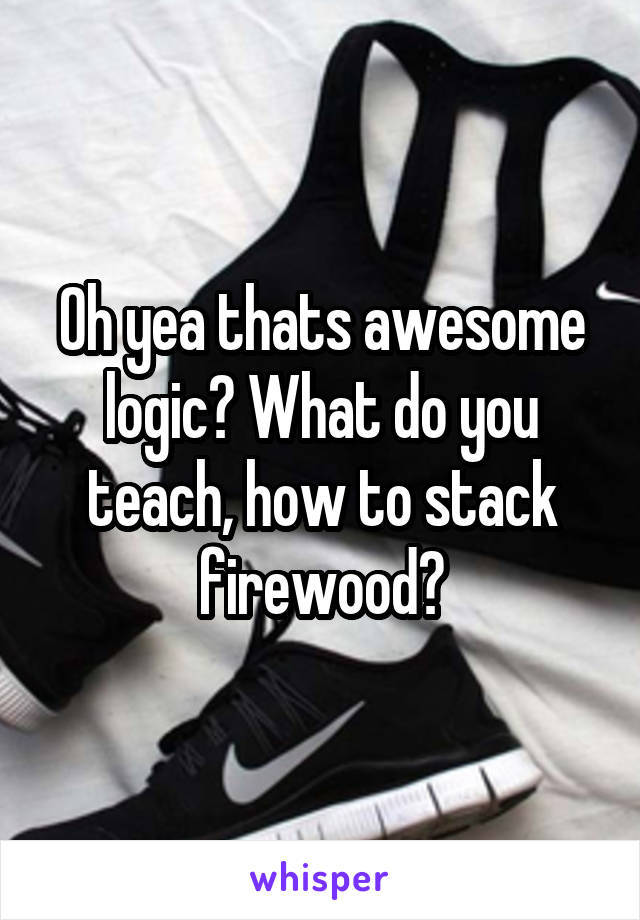 Oh yea thats awesome logic? What do you teach, how to stack firewood?