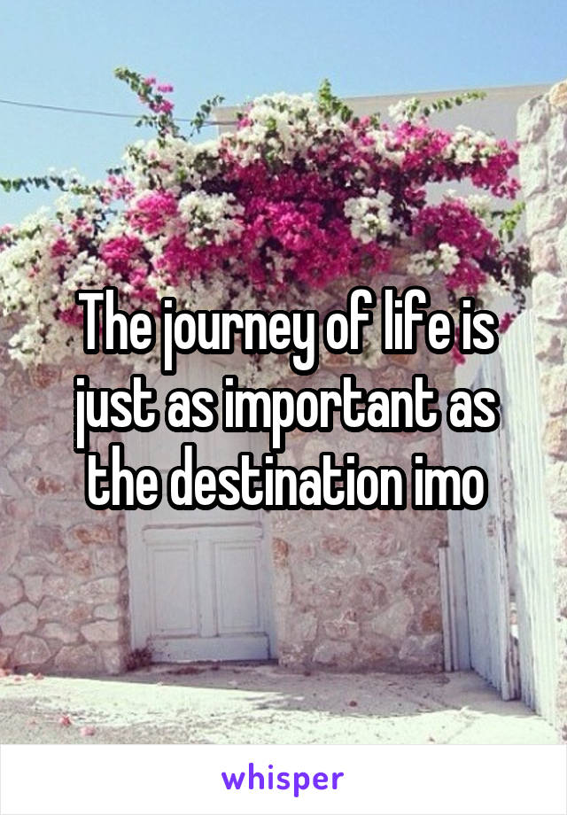 The journey of life is just as important as the destination imo