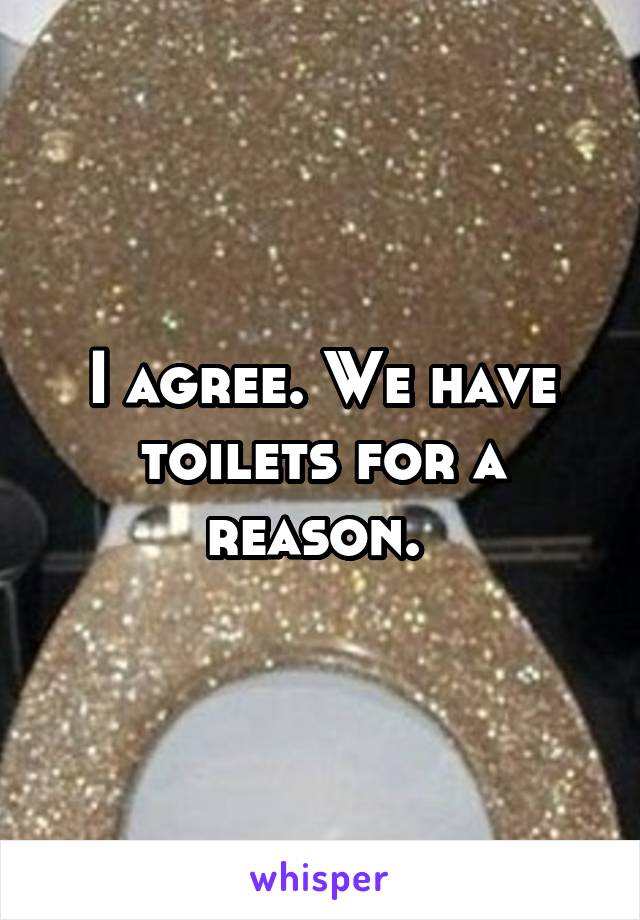 I agree. We have toilets for a reason. 