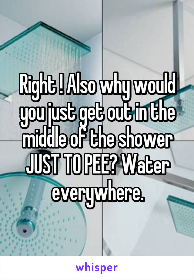 Right ! Also why would you just get out in the middle of the shower JUST TO PEE? Water everywhere.