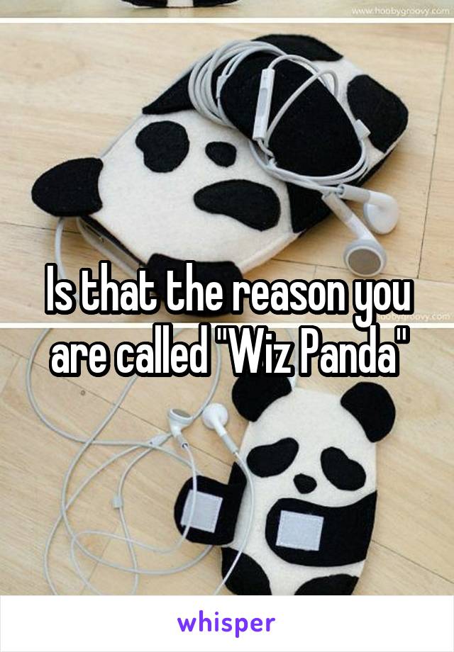 Is that the reason you are called "Wiz Panda"