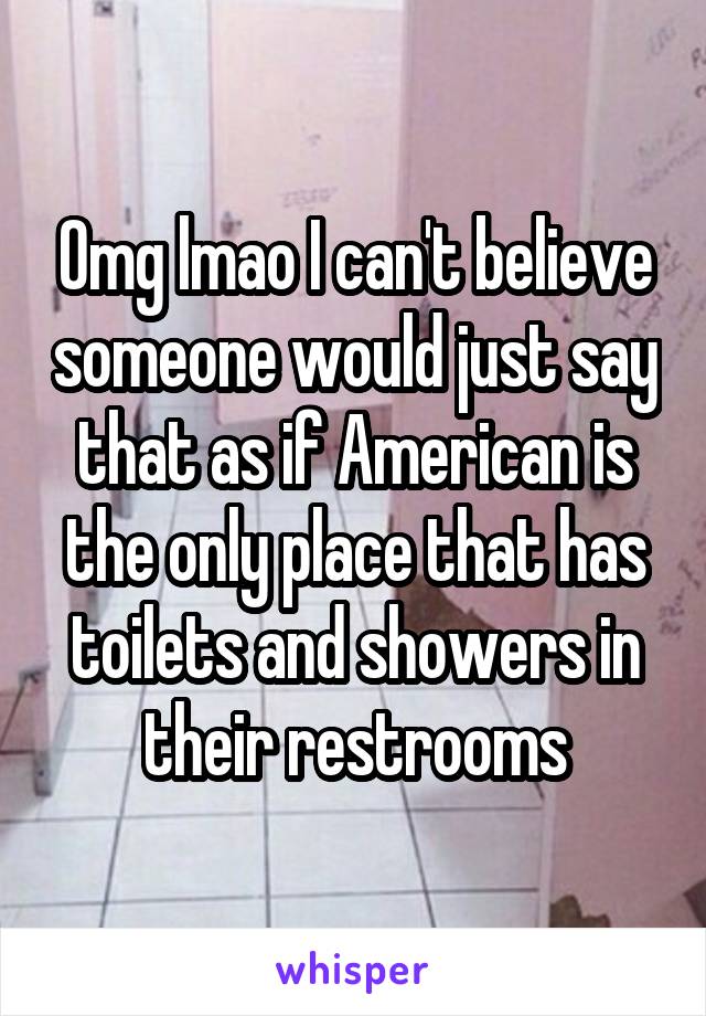 Omg lmao I can't believe someone would just say that as if American is the only place that has toilets and showers in their restrooms