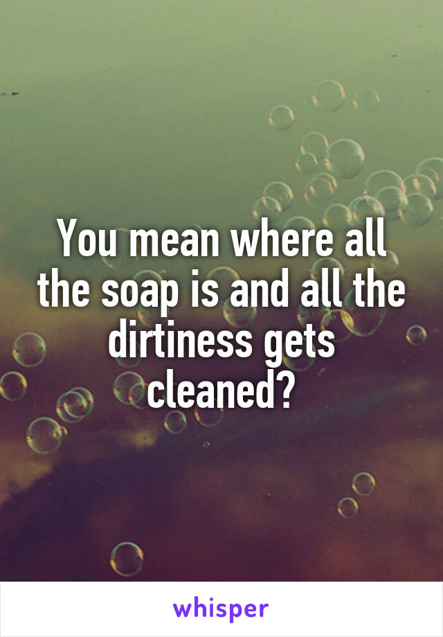 You mean where all the soap is and all the dirtiness gets cleaned?