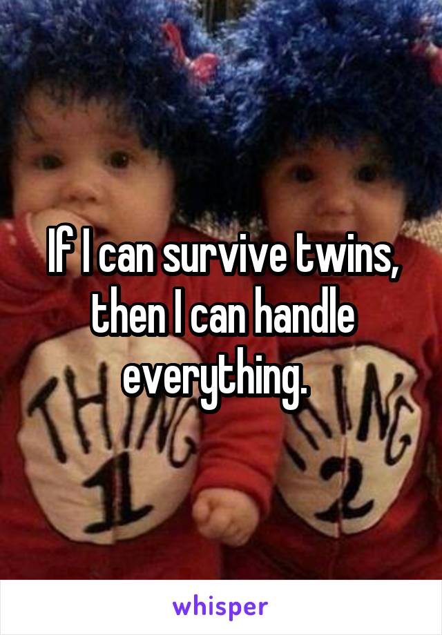 If I can survive twins, then I can handle everything.  