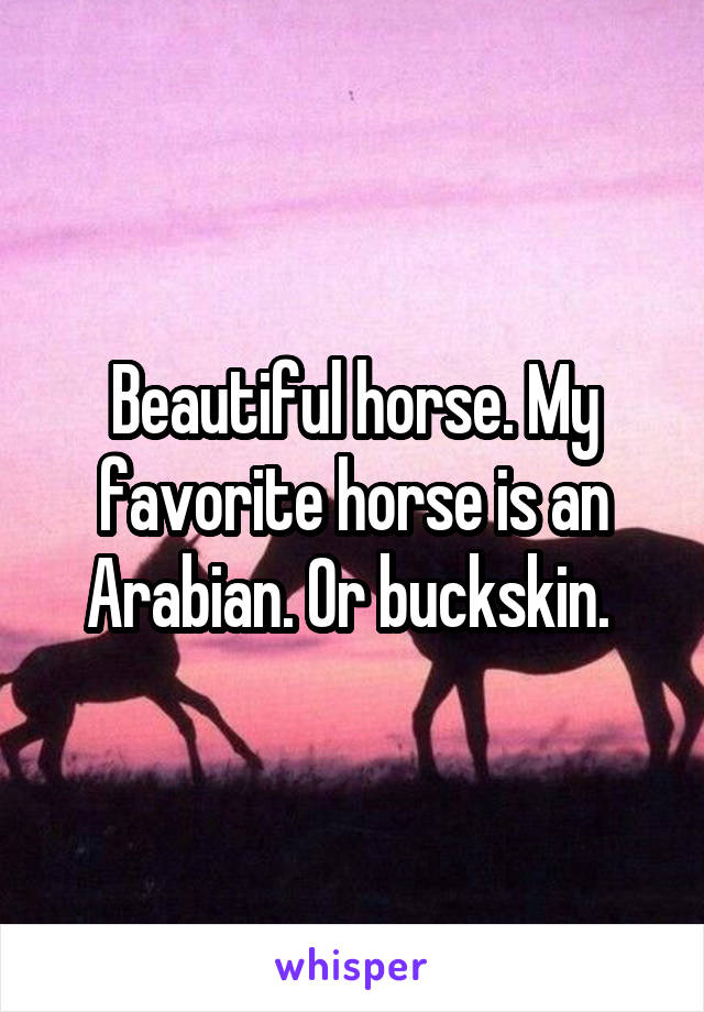 Beautiful horse. My favorite horse is an Arabian. Or buckskin. 