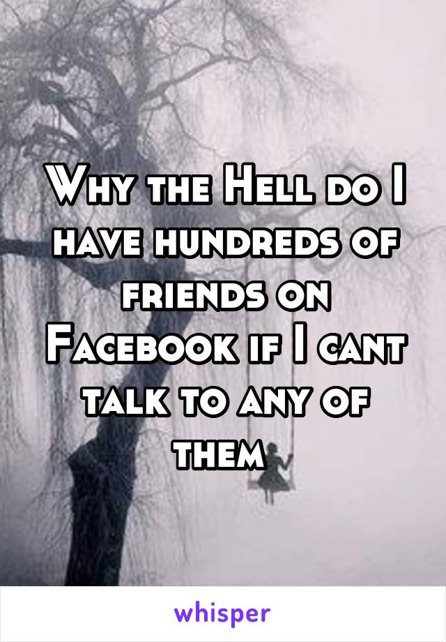 Why the Hell do I have hundreds of friends on Facebook if I cant talk to any of them 