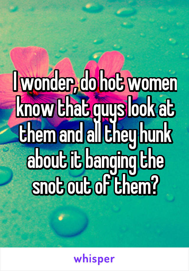 I wonder, do hot women know that guys look at them and all they hunk about it banging the snot out of them?