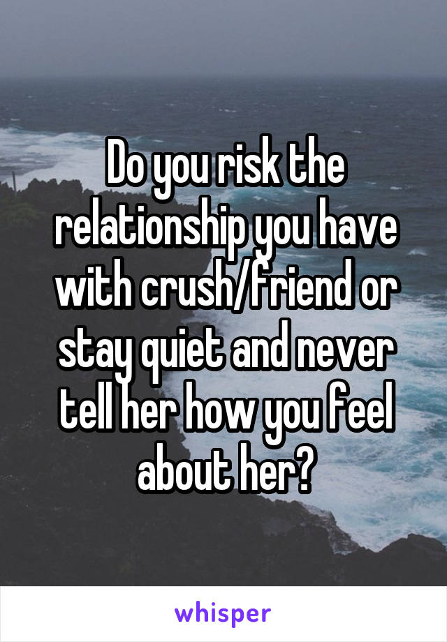 Do you risk the relationship you have with crush/friend or stay quiet and never tell her how you feel about her?