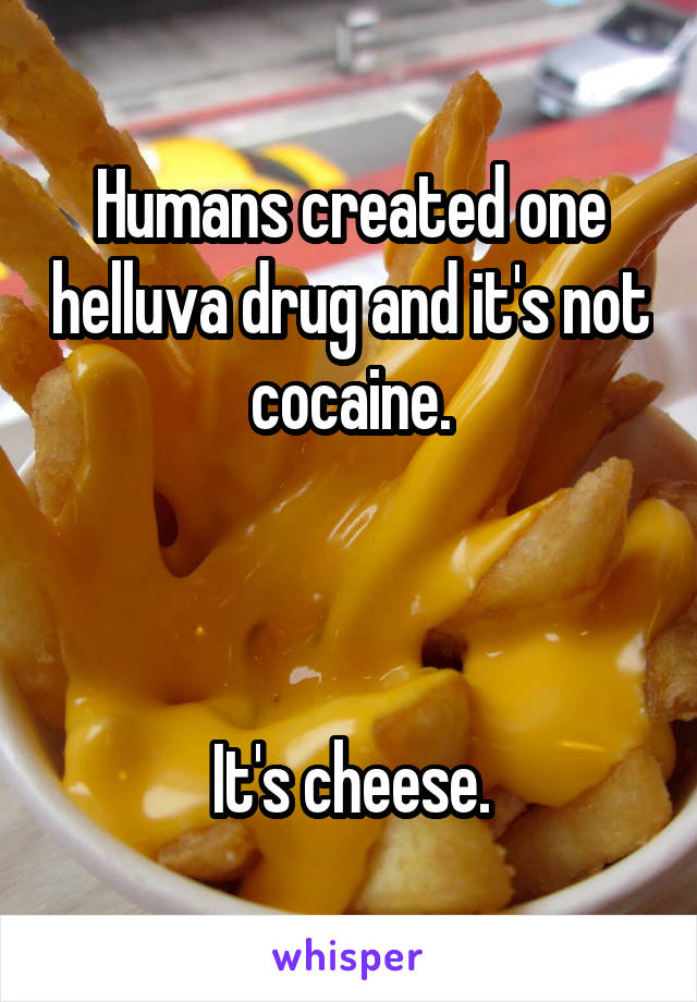 Humans created one helluva drug and it's not cocaine.



It's cheese.